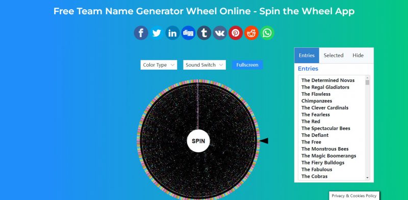 Team Name Generator Wheel